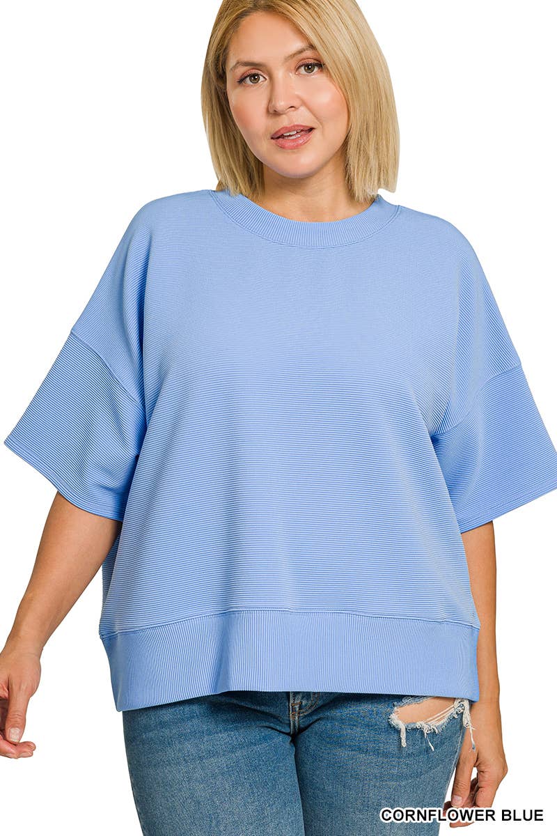 Curvy Ribbed Banded Top