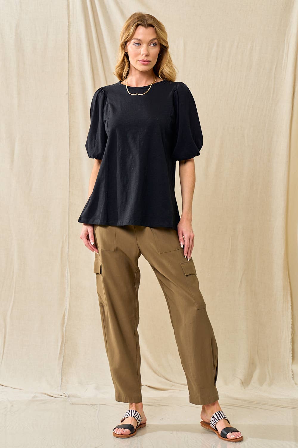 Black Puff Sleeve Top