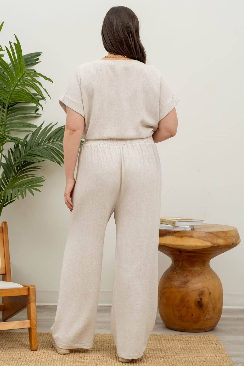 Curvy Wide Leg Linen Pants