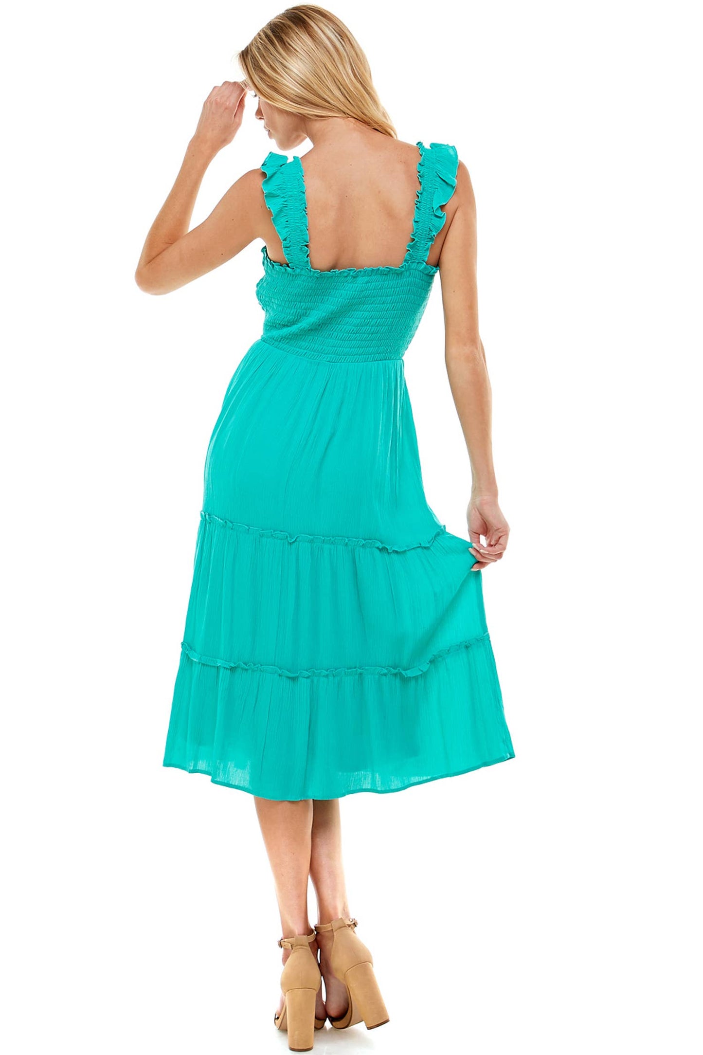 SMOCKED TOP RUFFLE DRESS