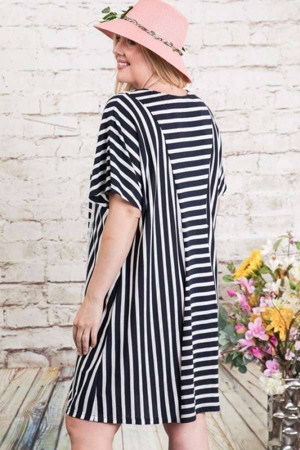 Curvy Striped Dolman Dress
