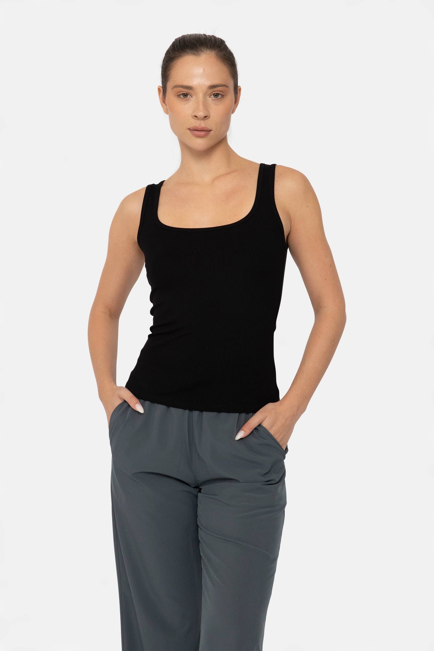 Square Neck Ribbed Tank Top