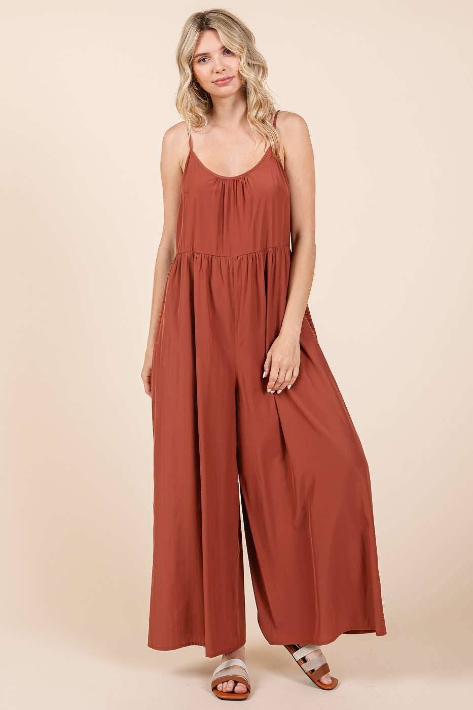 WIDE LEG SCOOP NECK JUMPSUIT
