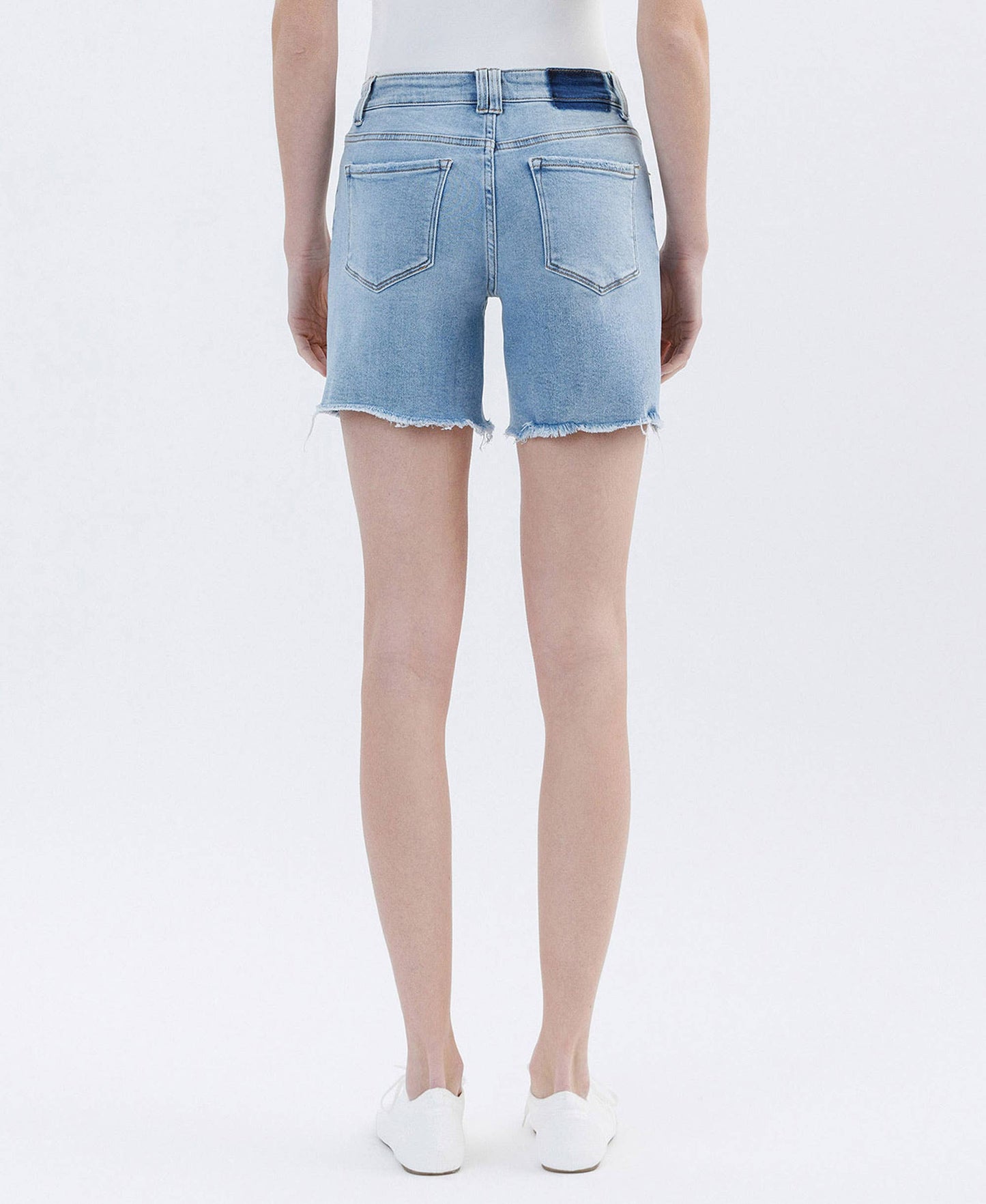 LV1726: HIGH RISE RAW HEM MIDI SHORTS