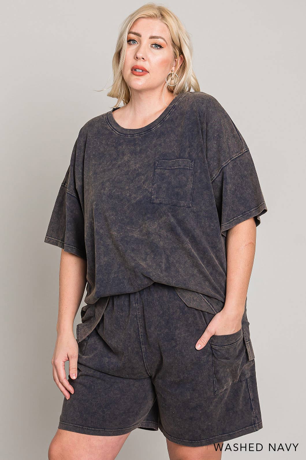 CURVY Sage Vintage Washed Shorts