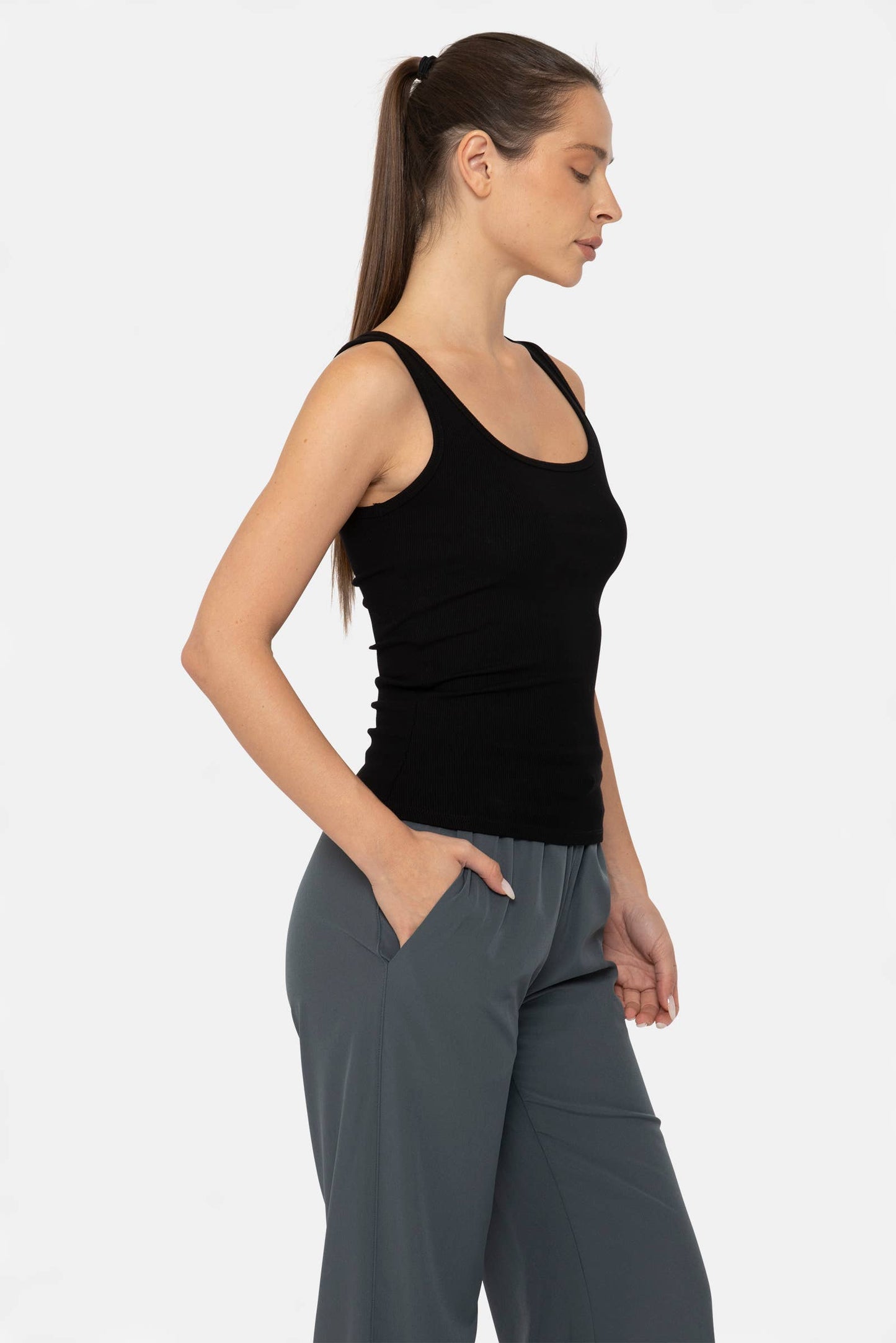 Square Neck Ribbed Tank Top