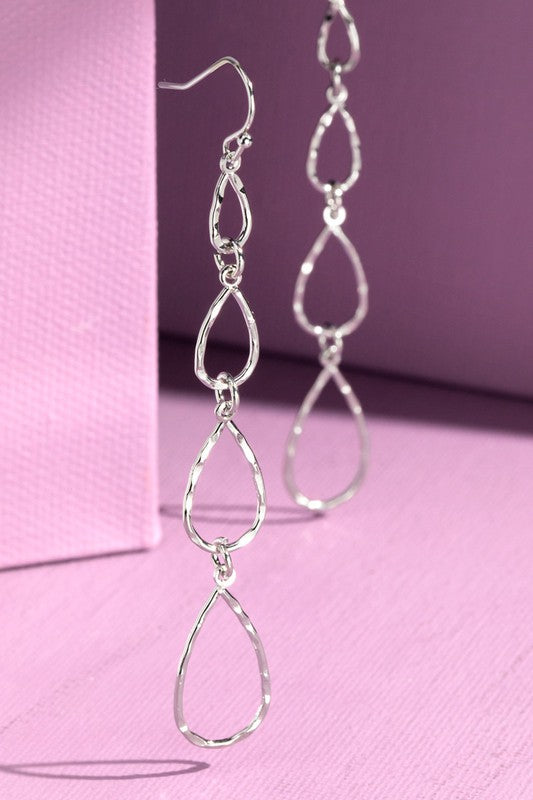 Silver Tear Drop Dangle Earrings