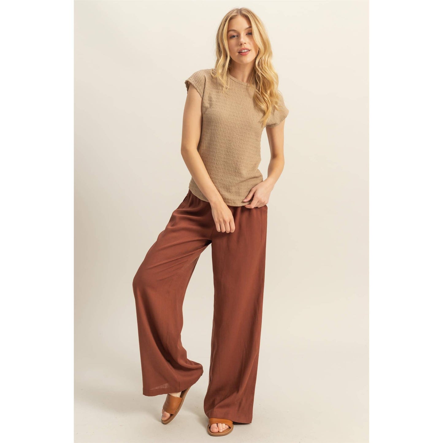 Crew Neck Textured Knit Top