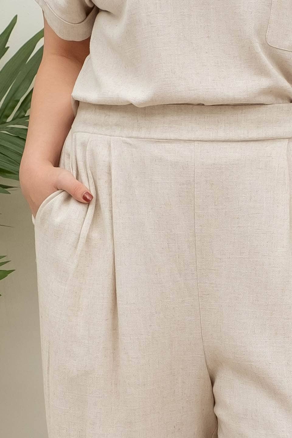 Curvy Wide Leg Linen Pants