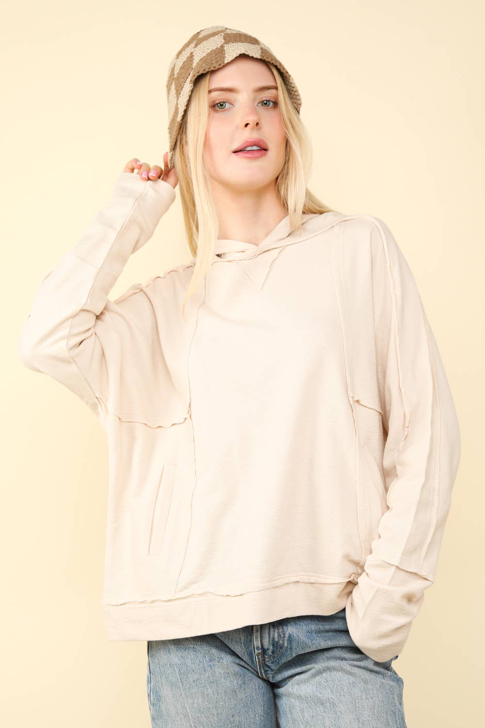 Lightweight Raw Edge Hoodie