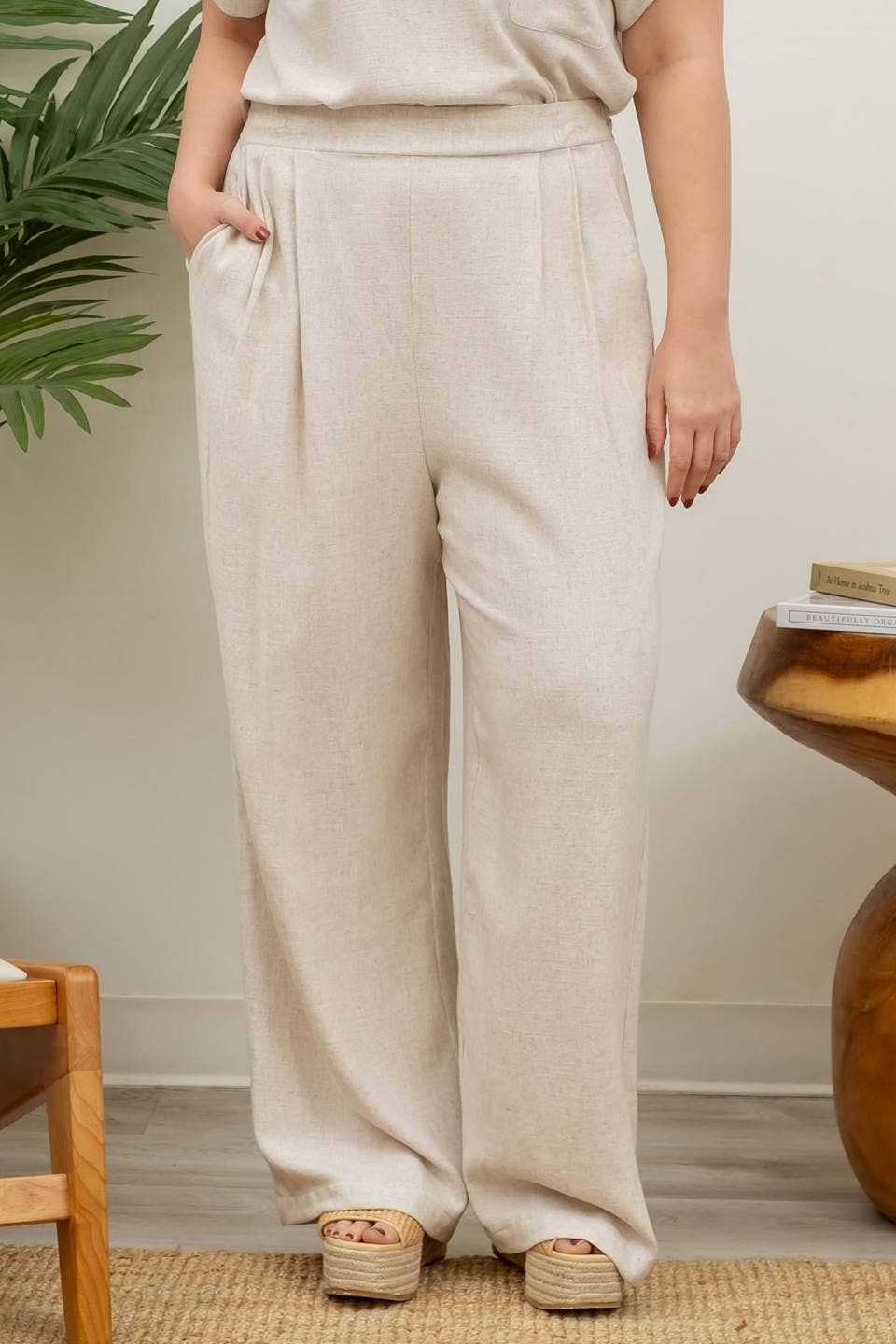 Curvy Wide Leg Linen Pants