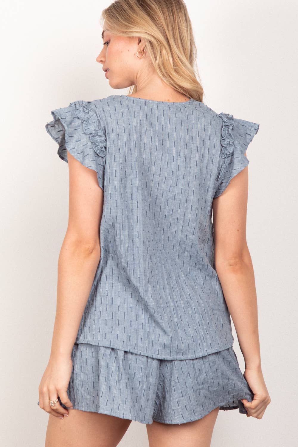 Solid Cotton Woven Cute T op & Shorts Set