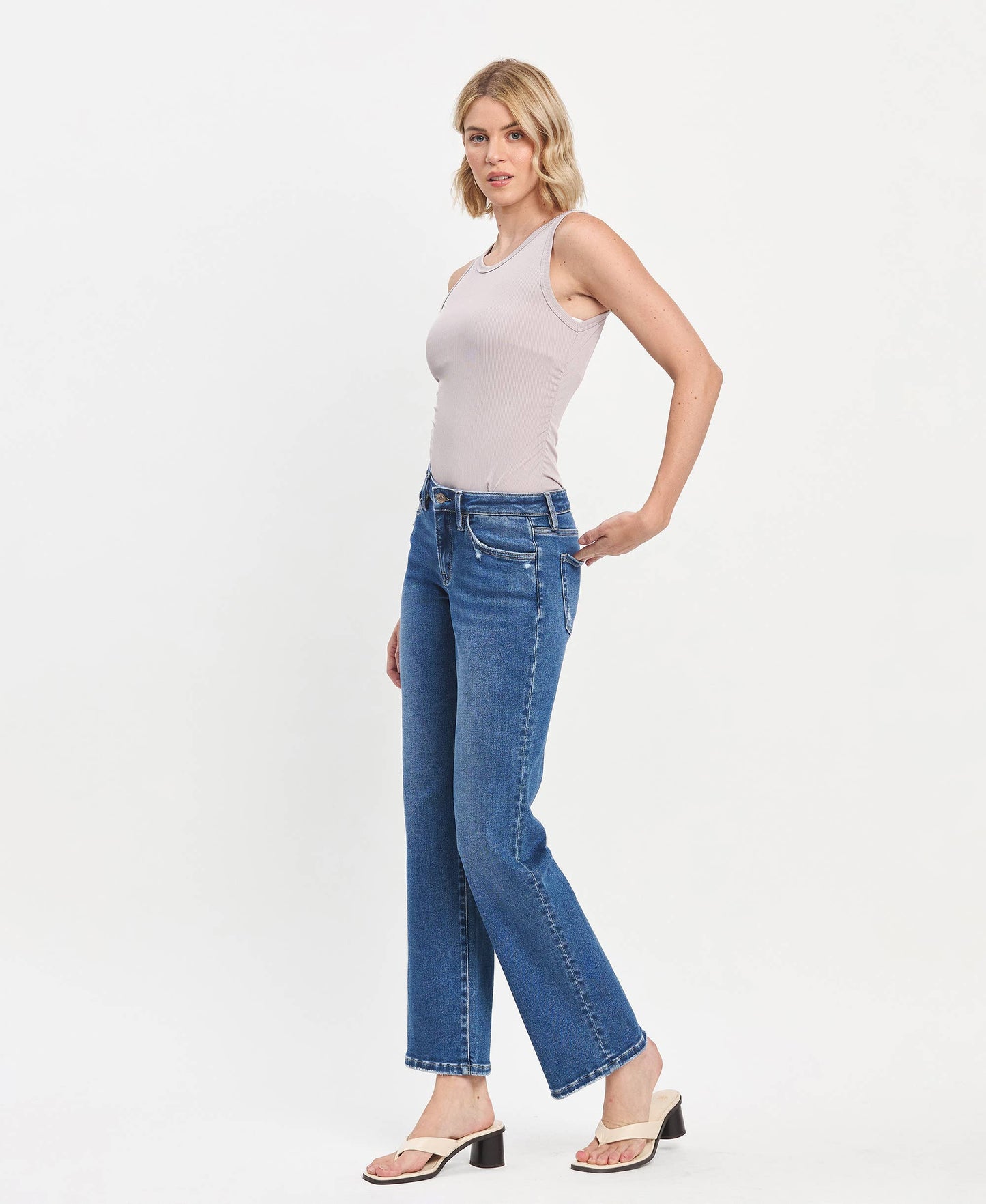 LV1488: MID RISE FULL LENGTH STRAIGHT LEG JEANS