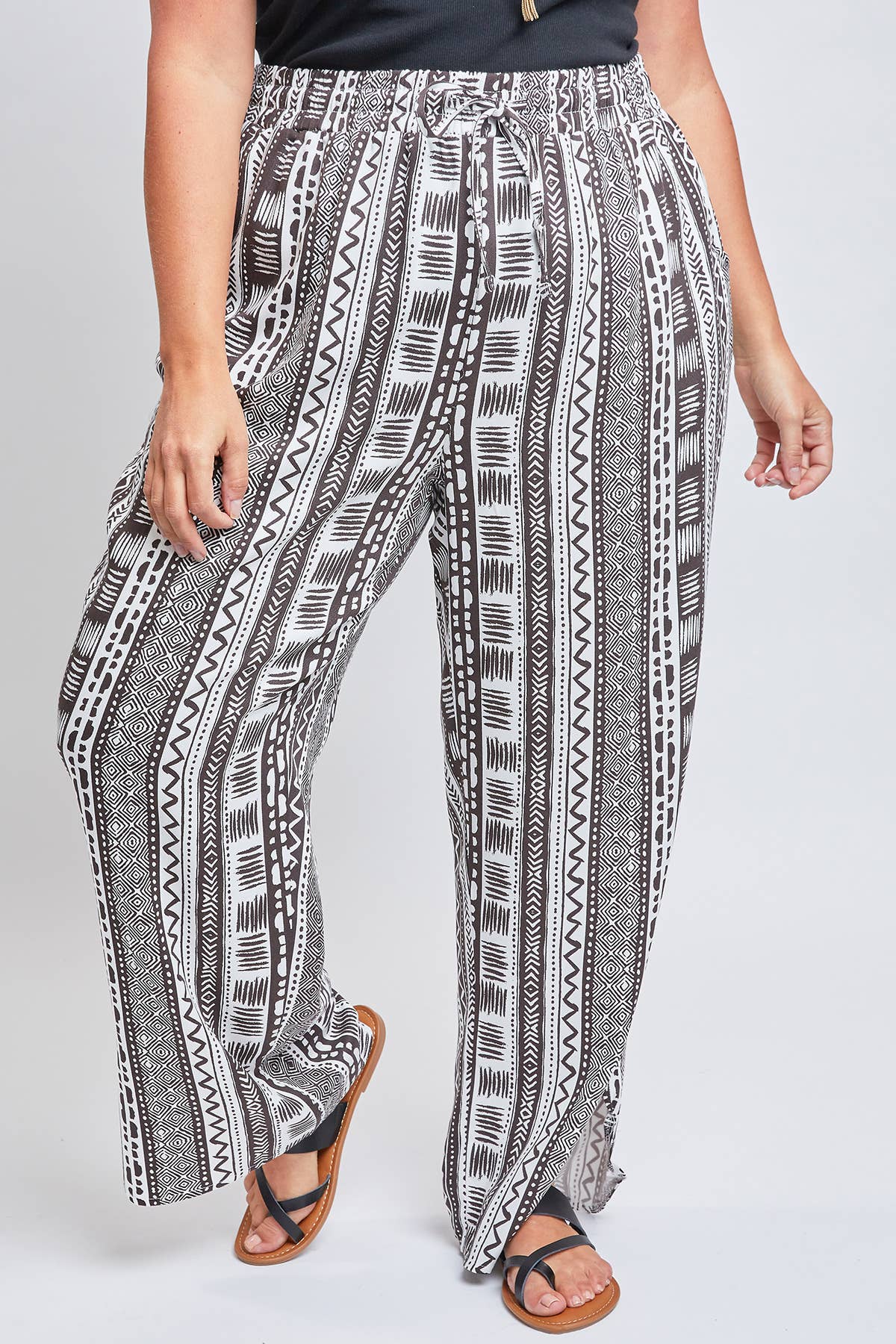 Curvy Linen Tribal Stripe Pant