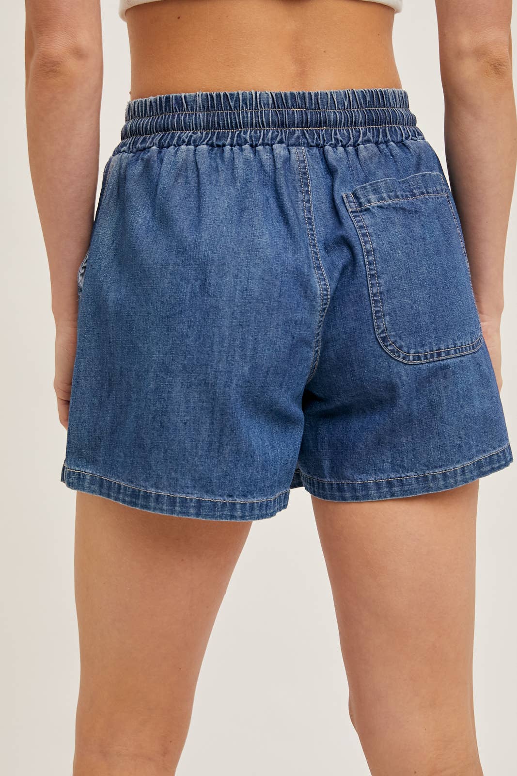 DENIM DRAWSTRING SKORT