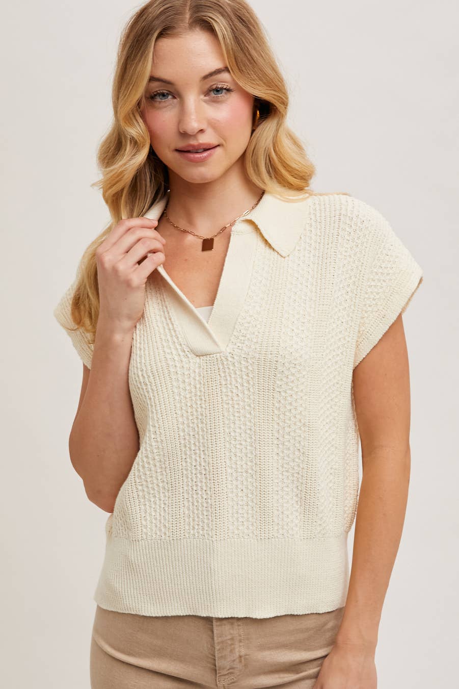 KNIT POLO SWEATER