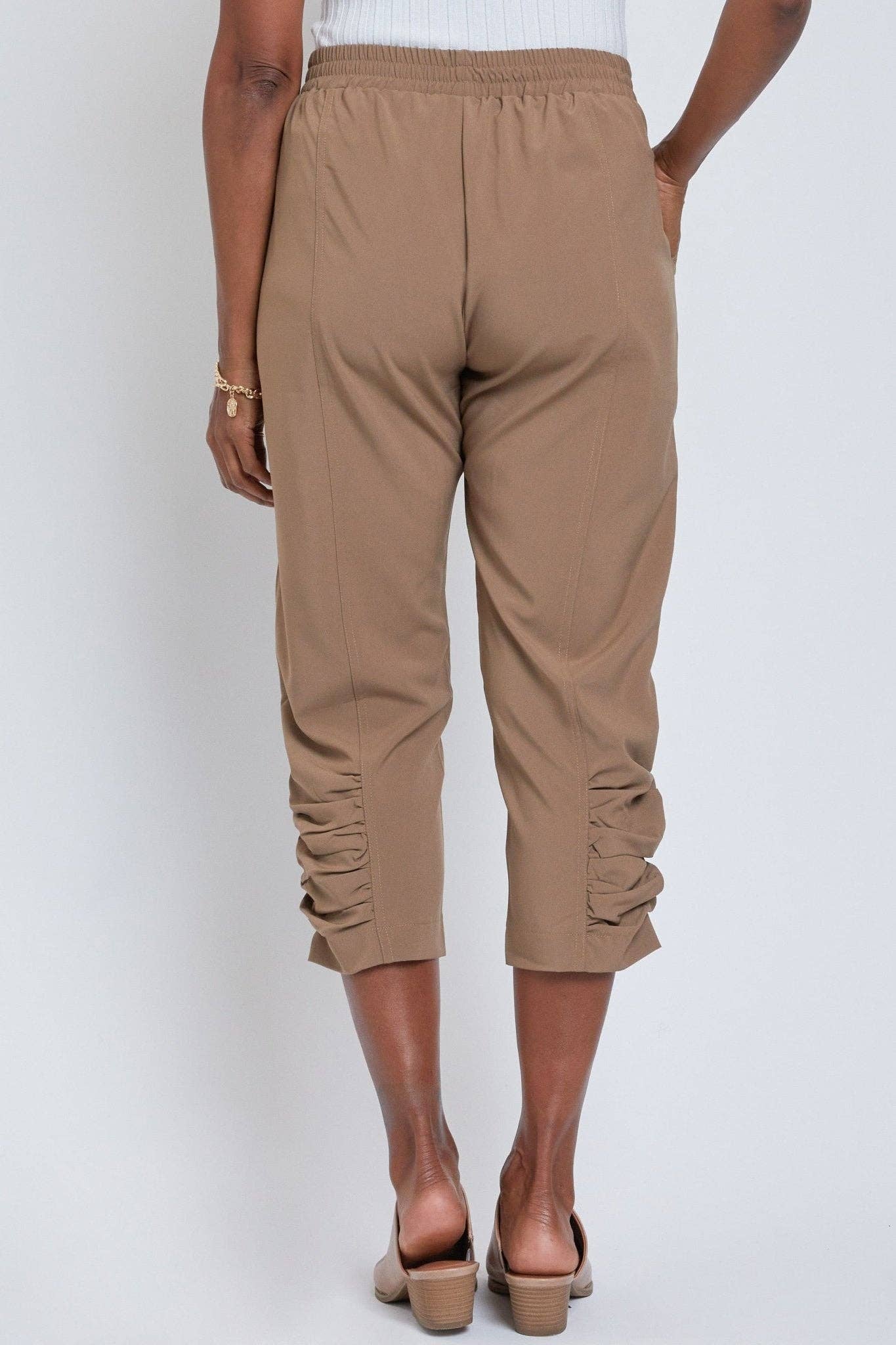 Ruched-ankle Crop Pants
