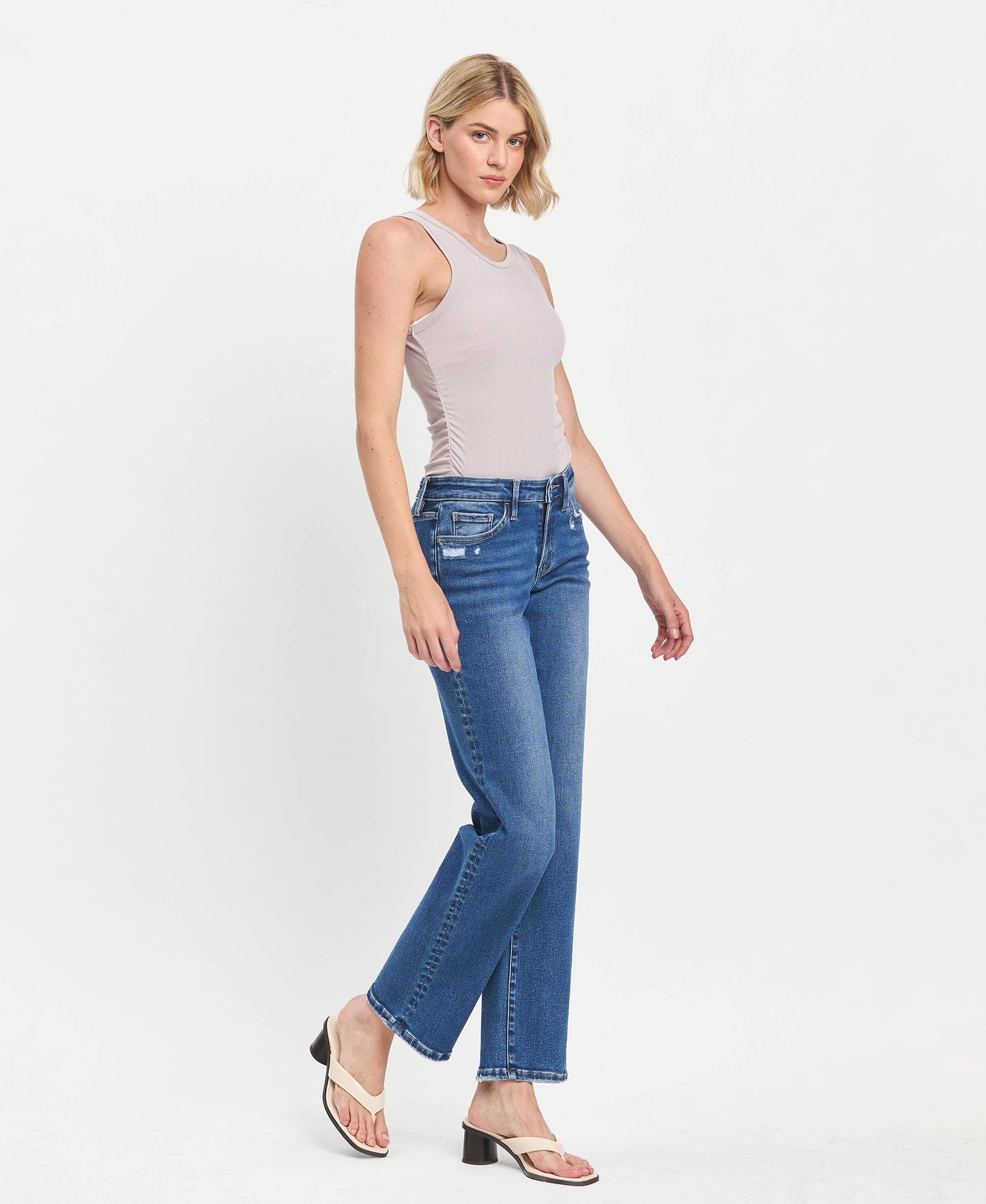LV1488: MID RISE FULL LENGTH STRAIGHT LEG JEANS