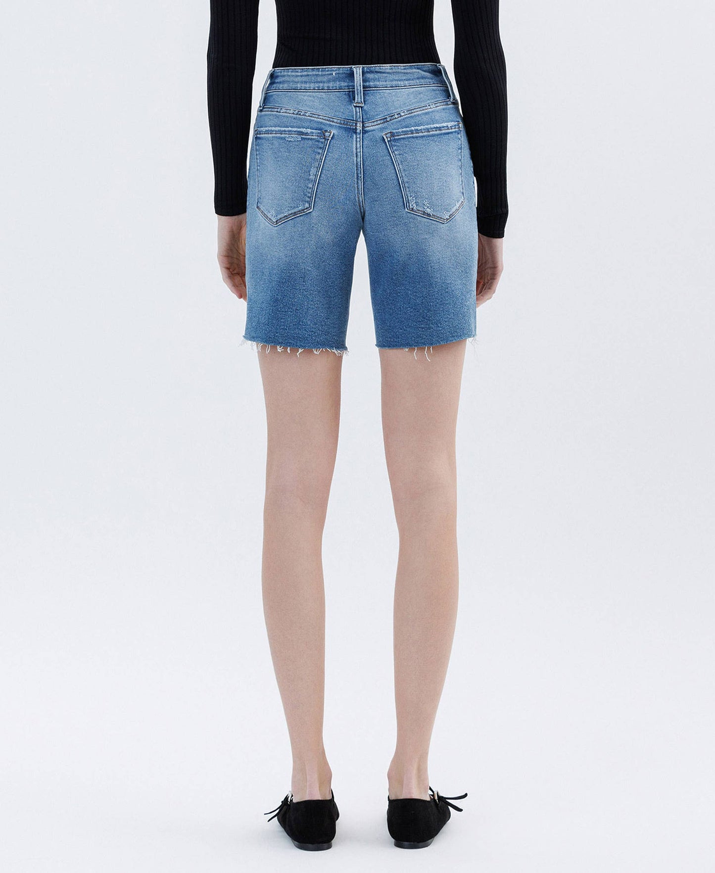 LV1659: HI-RISE RAW HEM BERM SHORTS