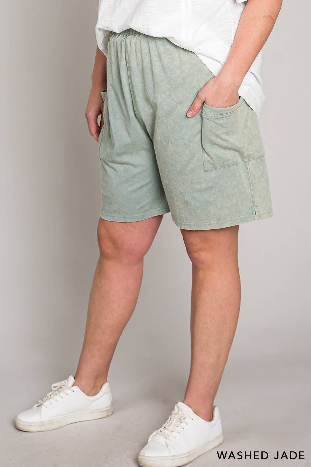 CURVY Sage Vintage Washed Shorts