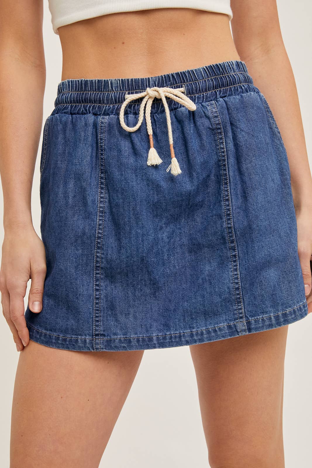 DENIM DRAWSTRING SKORT