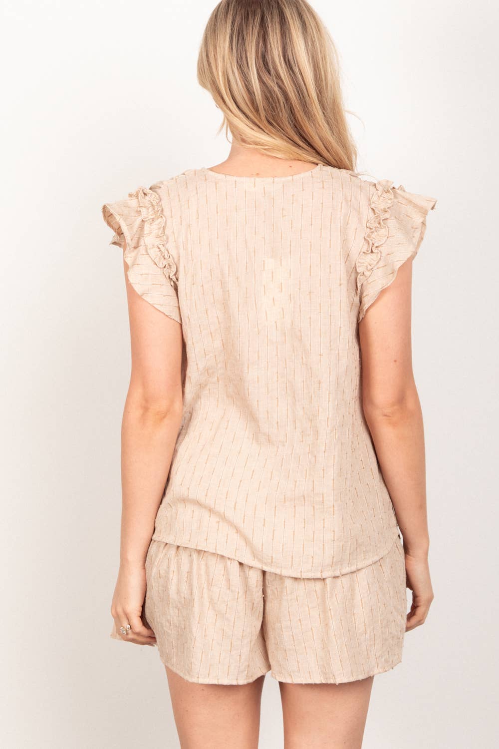 Solid Cotton Woven Cute T op & Shorts Set