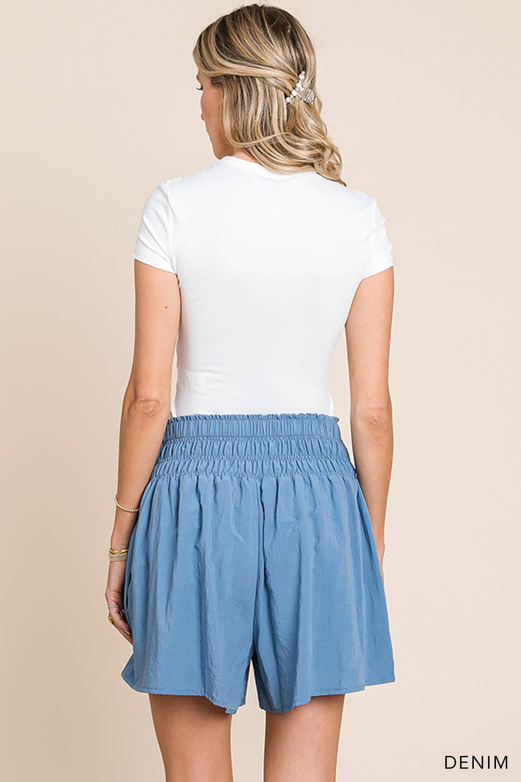 Smocked Shorts: Blue