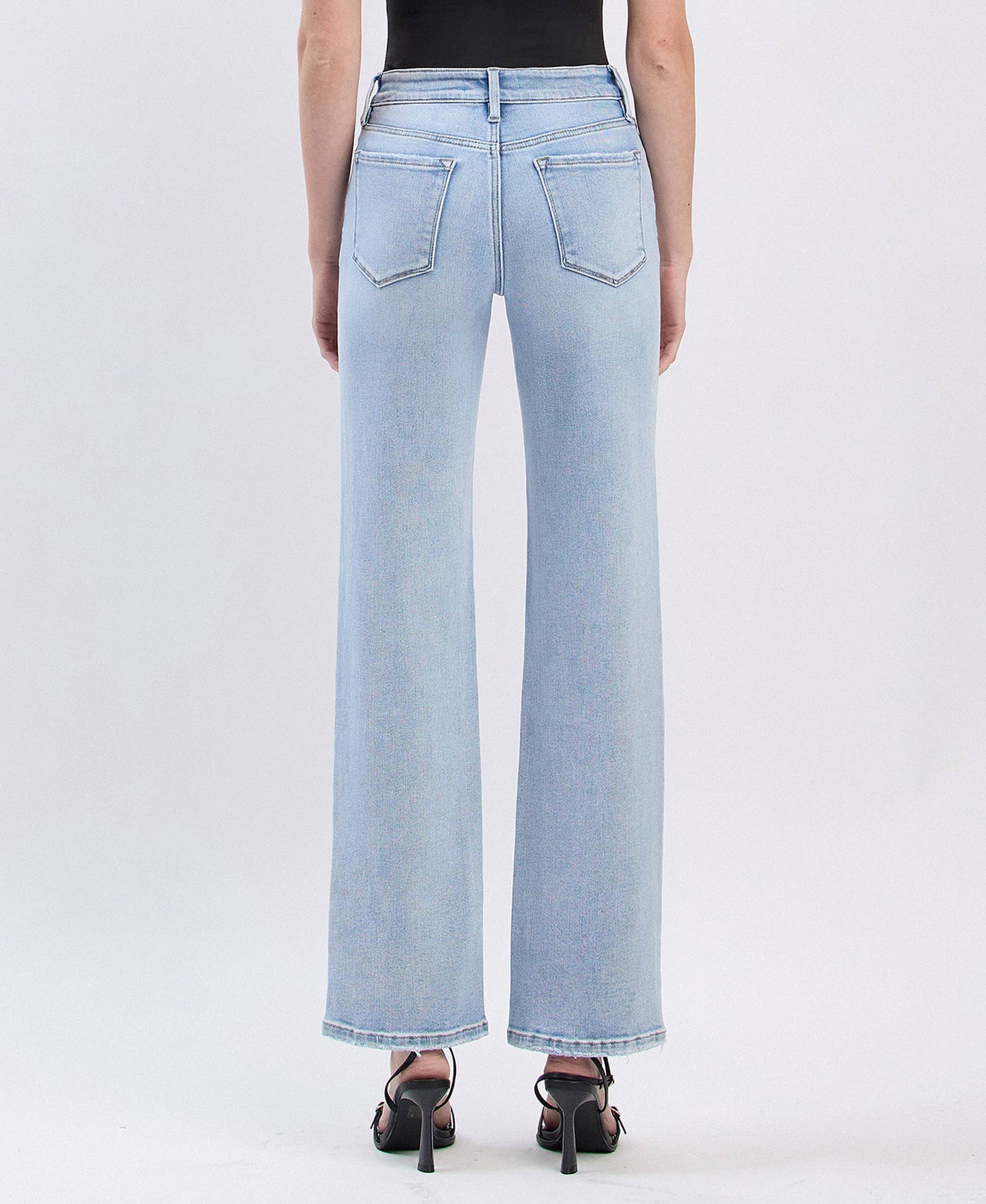 LV1681:HIGH RISE SLIM WIDE LEG JEANS