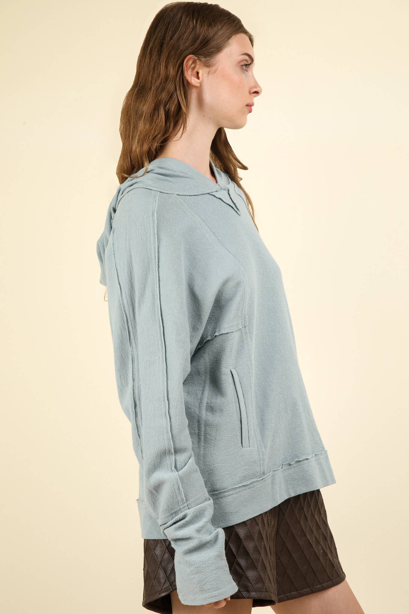Lightweight Raw Edge Hoodie