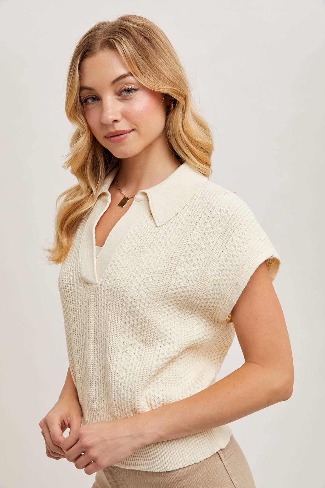 KNIT POLO SWEATER