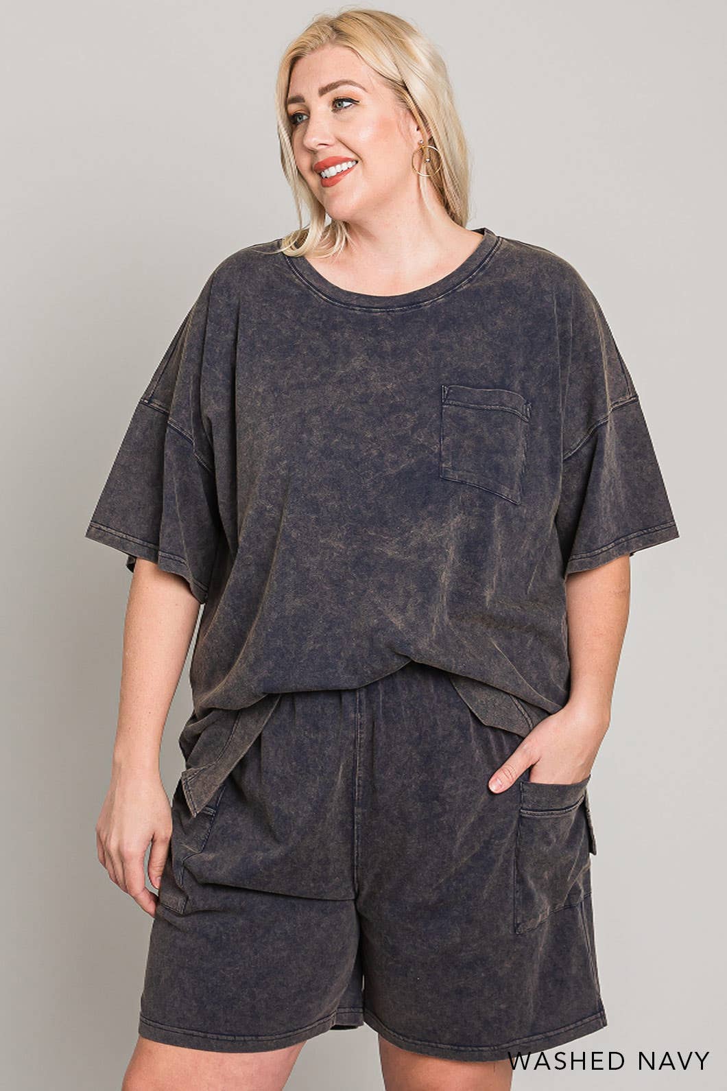 CURVY Sage Vintage Washed Shorts