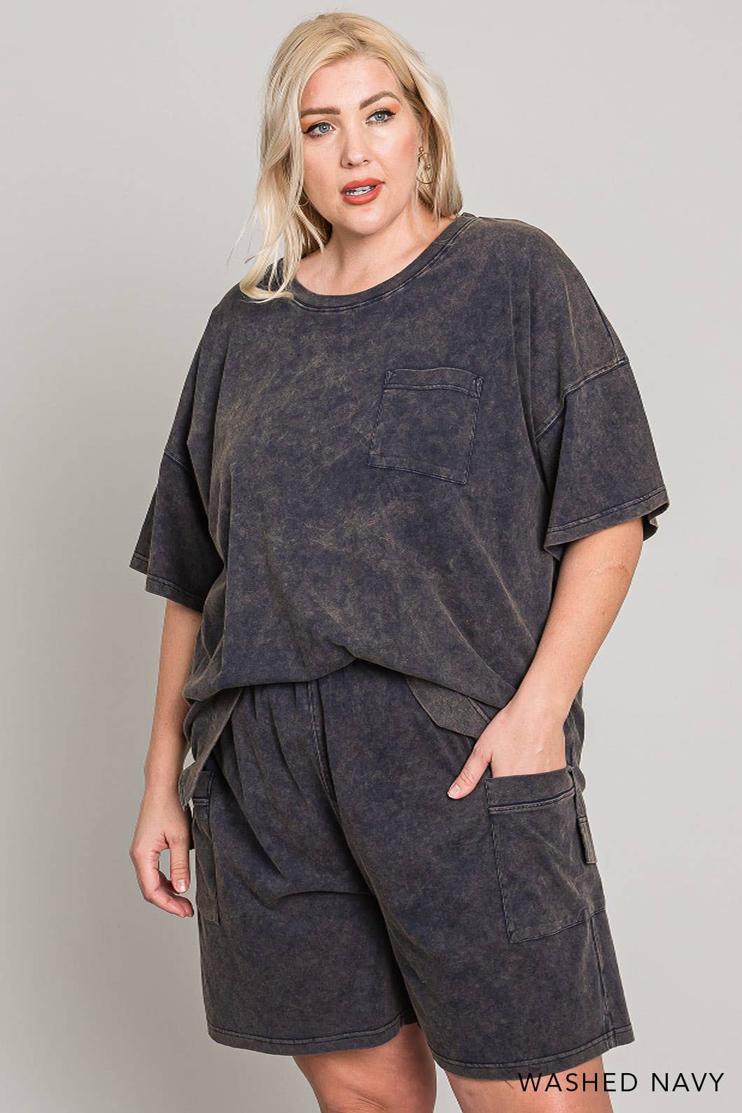 CURVY Sage Vintage Washed Shorts