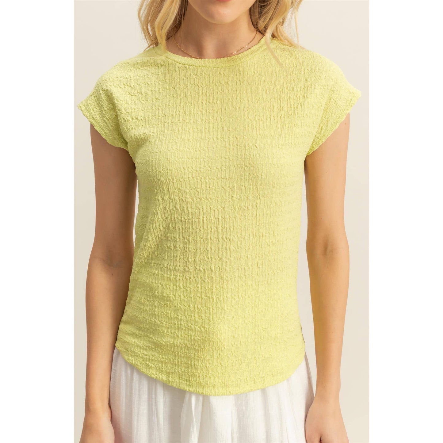 Crew Neck Textured Knit Top