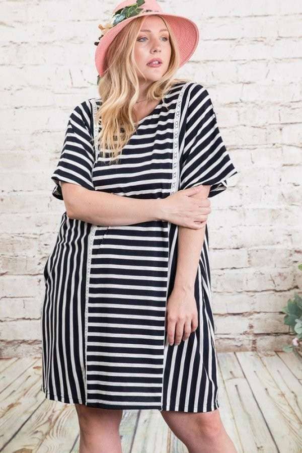 Curvy Striped Dolman Dress