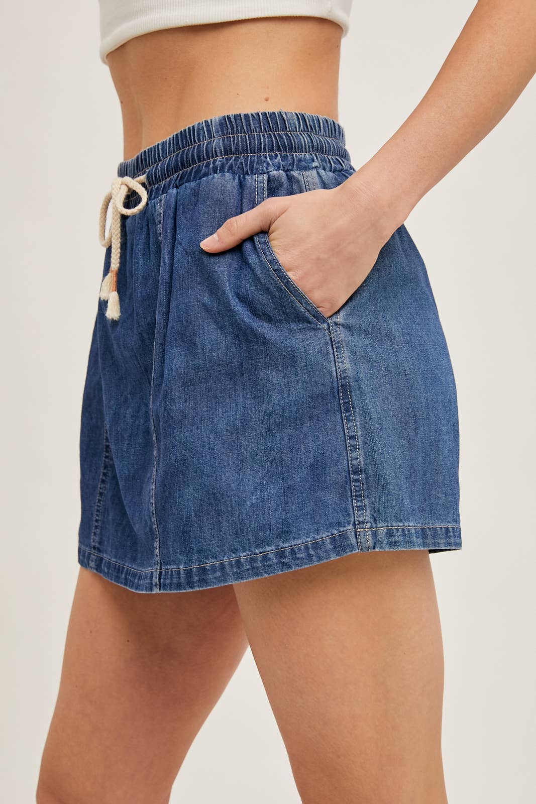 DENIM DRAWSTRING SKORT