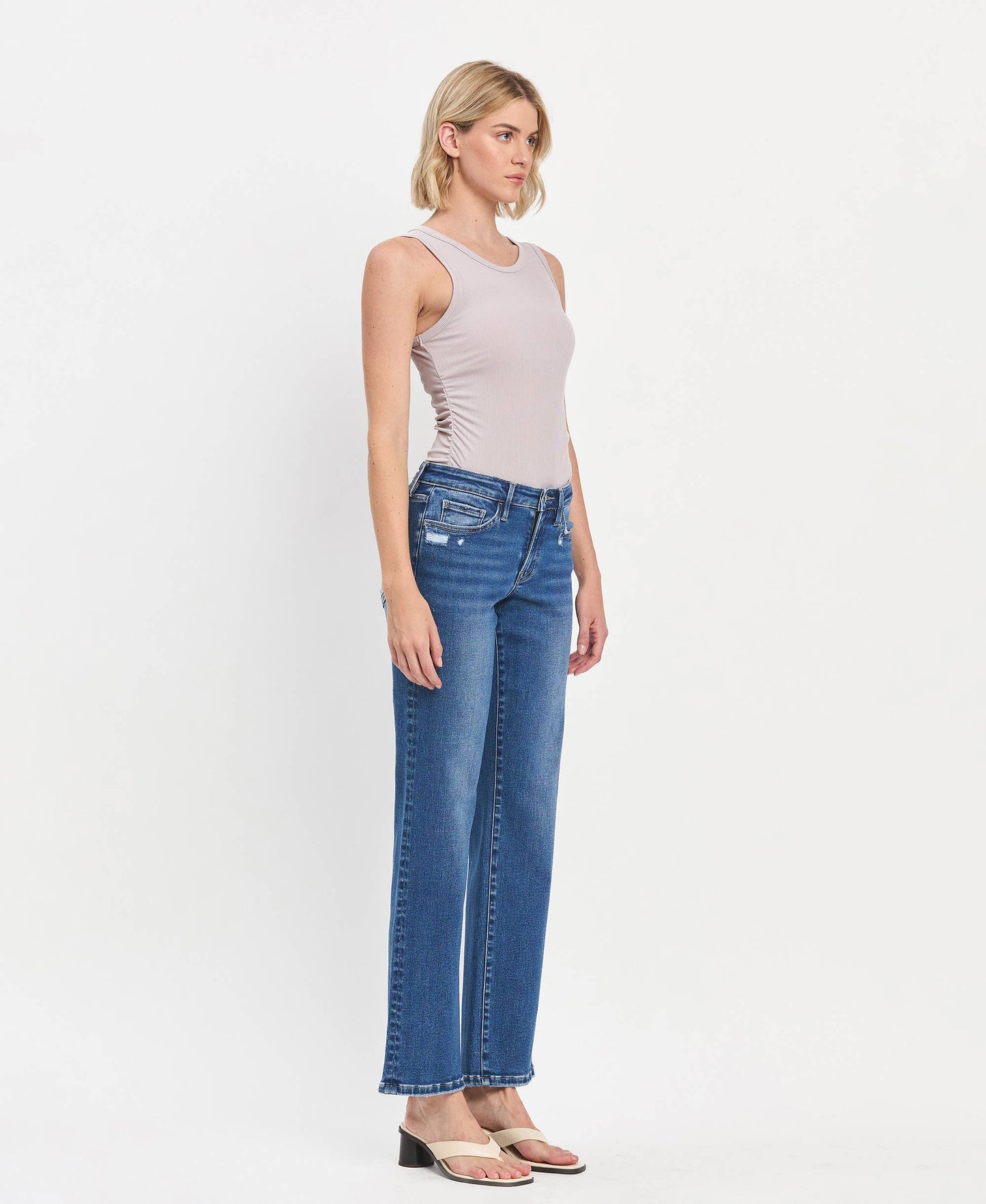 LV1488: MID RISE FULL LENGTH STRAIGHT LEG JEANS