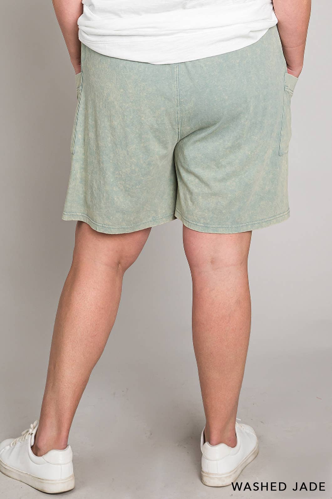 CURVY Sage Vintage Washed Shorts