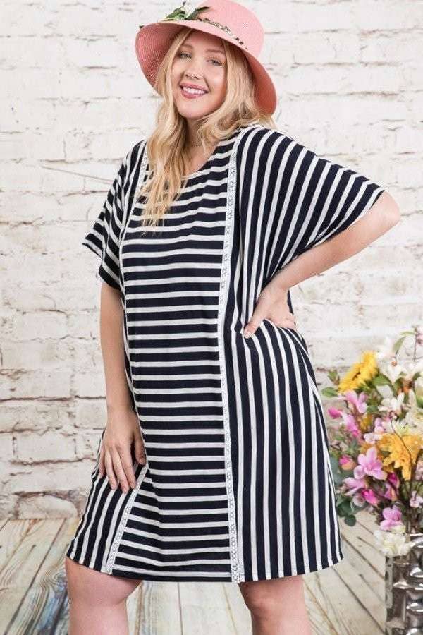 Curvy Striped Dolman Dress