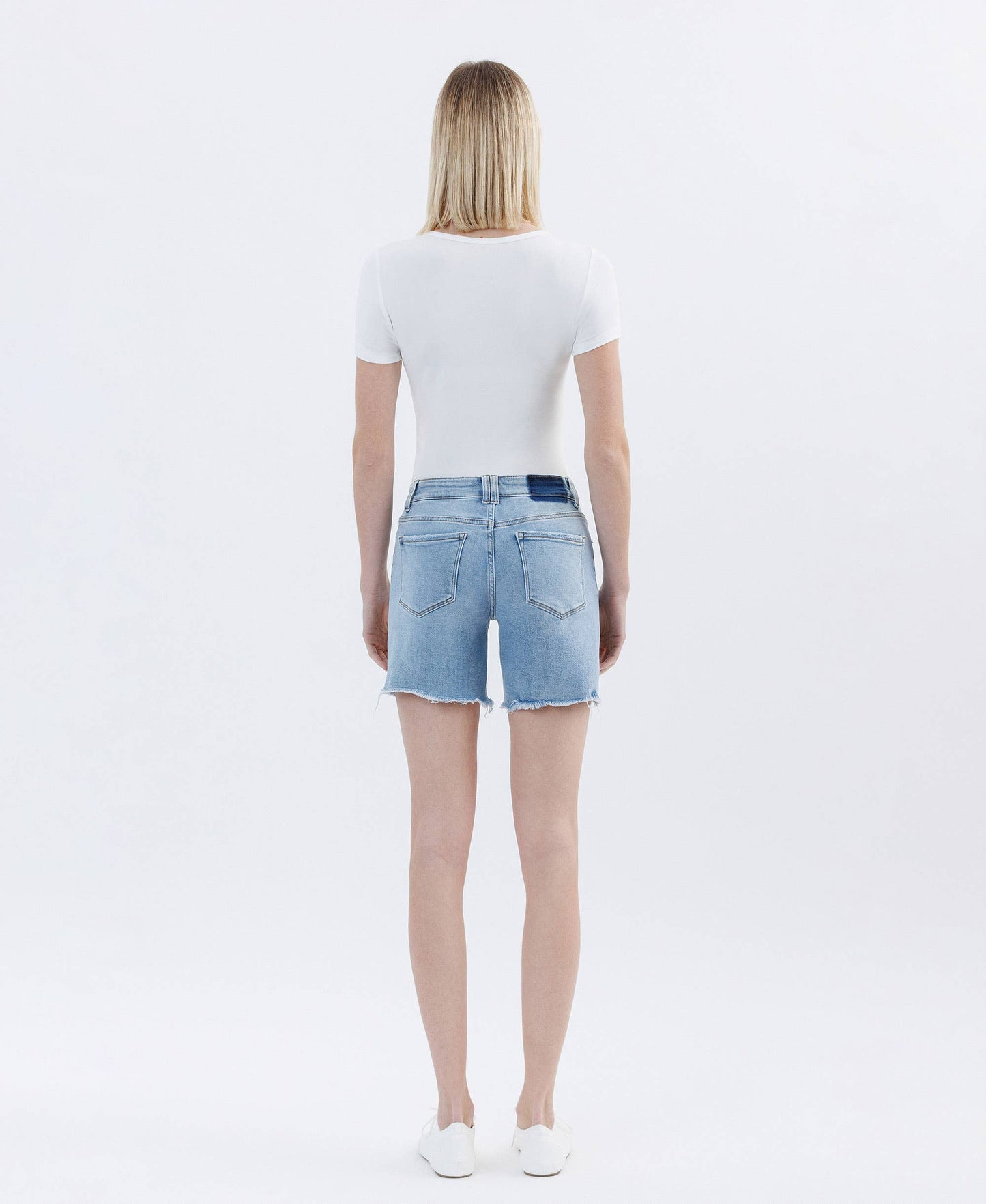 LV1726: HIGH RISE RAW HEM MIDI SHORTS