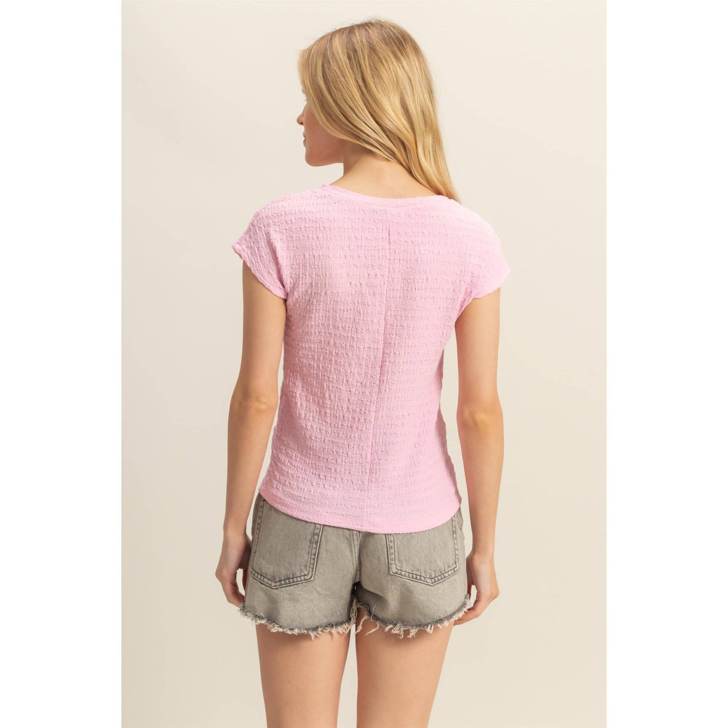 Crew Neck Textured Knit Top