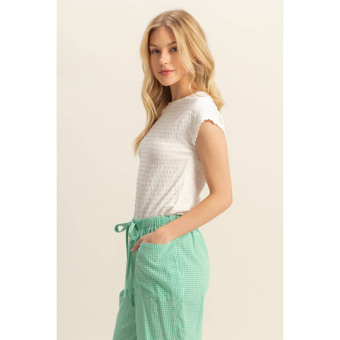 Crew Neck Textured Knit Top