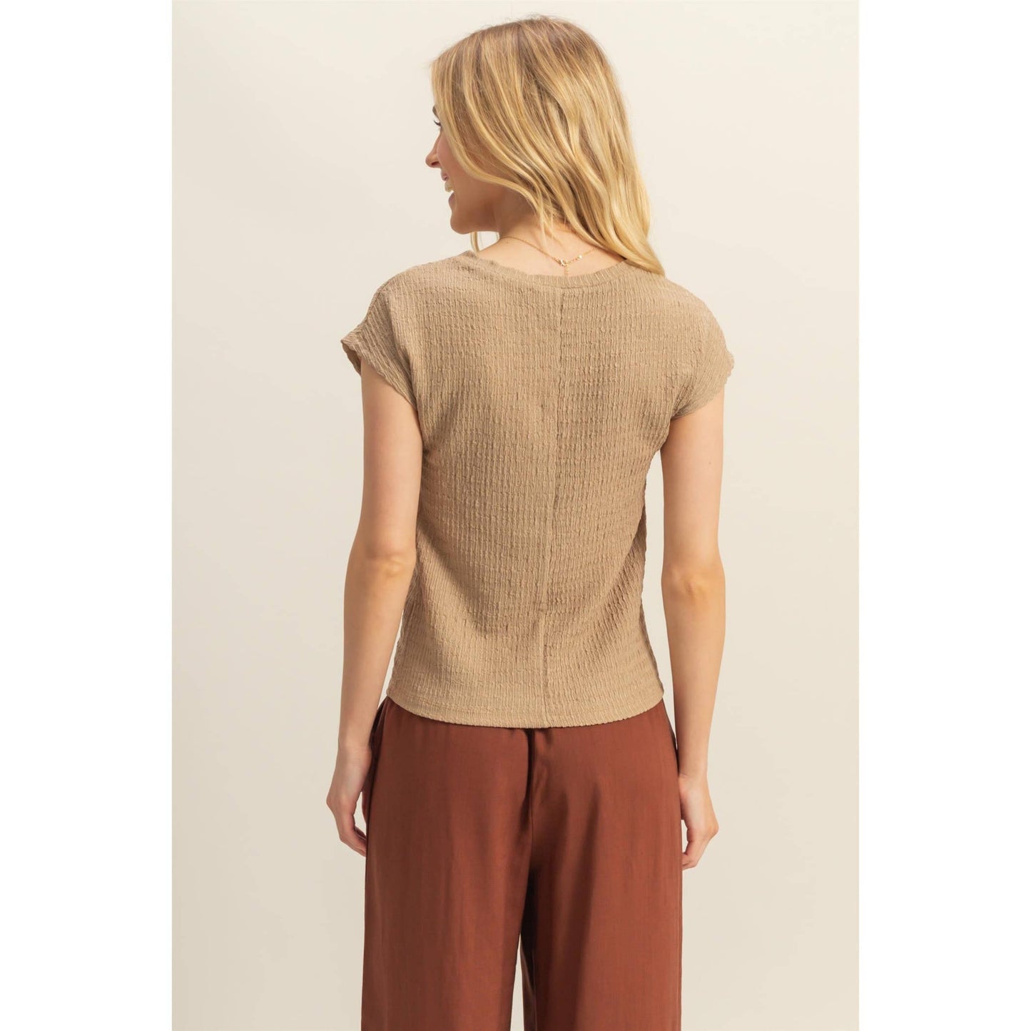 Crew Neck Textured Knit Top