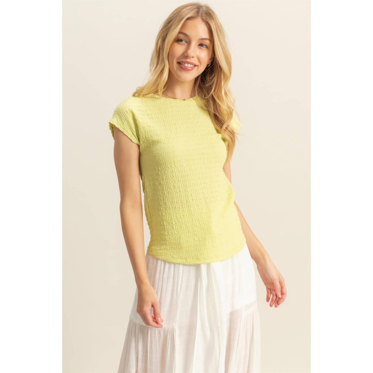 Crew Neck Textured Knit Top