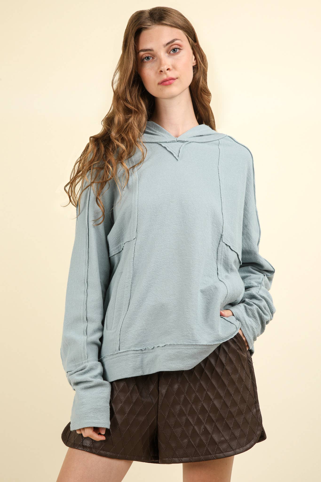 Lightweight Raw Edge Hoodie