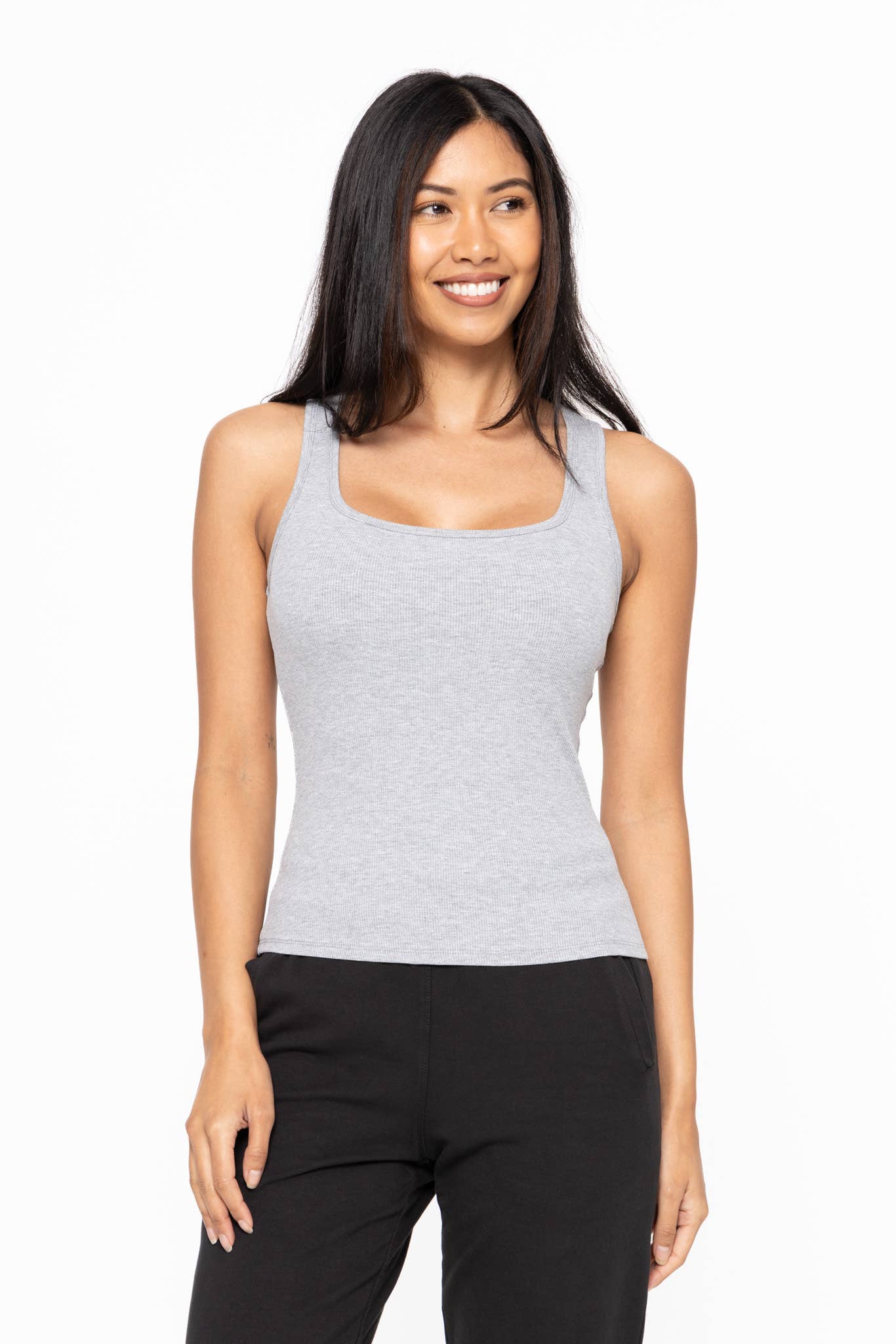Square Neck Ribbed Tank Top