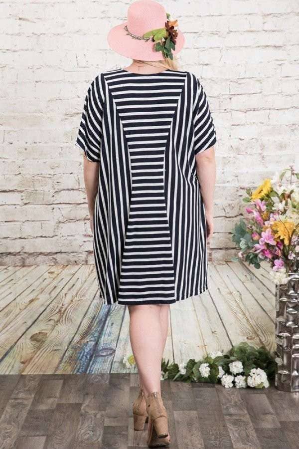 Curvy Striped Dolman Dress
