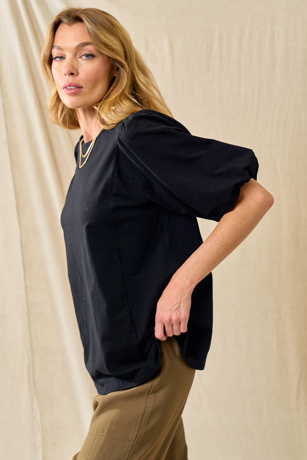 Black Puff Sleeve Top