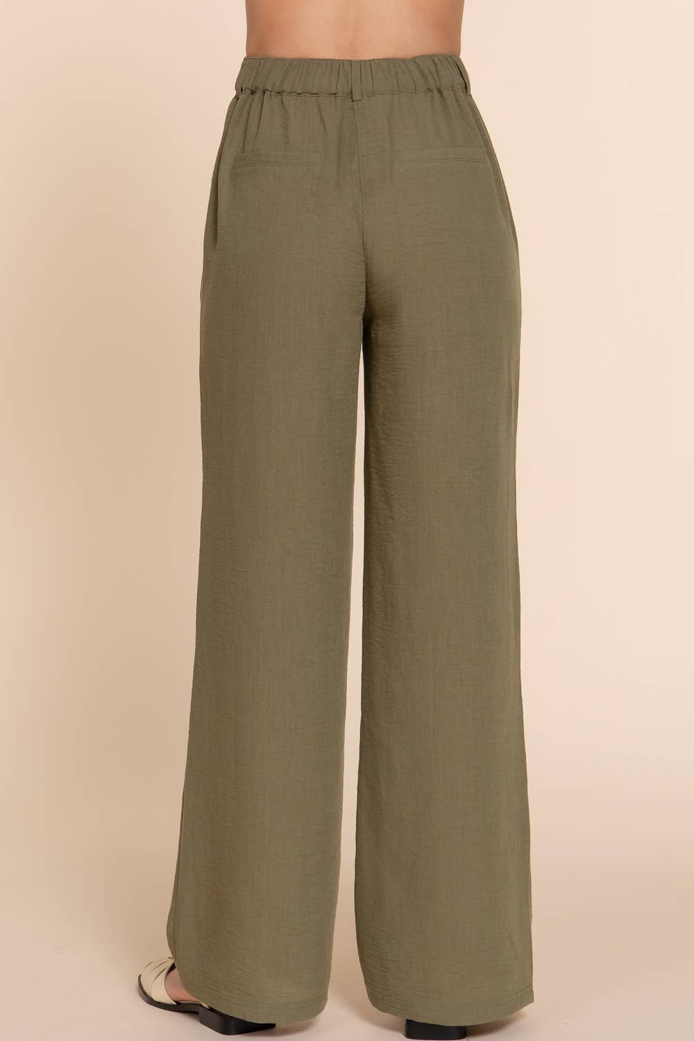 Straight Woven Linen Effect Pants