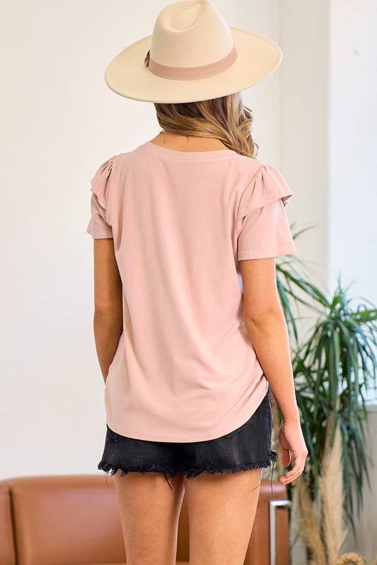 Contrast Ruffle Sleeve Top