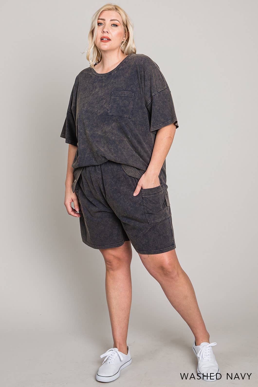 CURVY Sage Vintage Washed Shorts